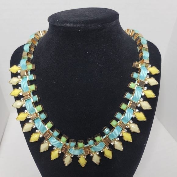 Fashion Jewelry Necklace Ribbon‎ laced Jeweled Chunky Studded (J8 - Picture 1 of 6